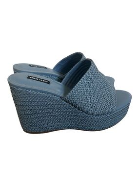 Nine West Blue Woven Platform Wedge Sandals
